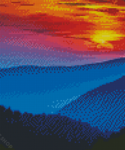 Smokey Mountains At Sunset Diamond Paintings