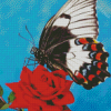 Butterfly On Red Rose Diamond Paintings