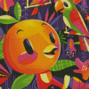 Disney Orange Bird And Parrots Diamond Paintings