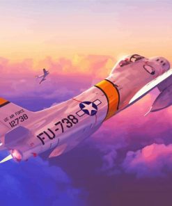 F86 Sabre Jet Fighter At Sunset Diamond Paintings