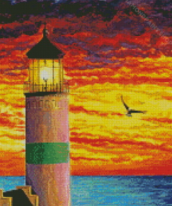 Lighthouse Eagle Sunset Diamond Paintings