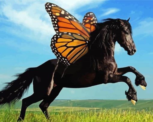 Monarch Butterfly Horse Diamond Paintings