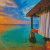 Montego Bay Jamaica Huts At Sunset Diamond Paintings