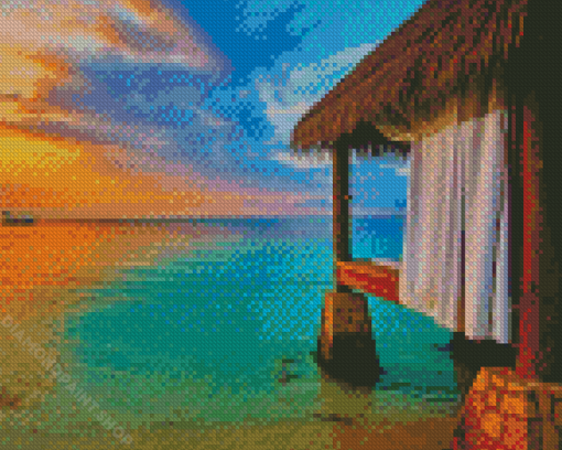 Montego Bay Jamaica Huts At Sunset Diamond Paintings