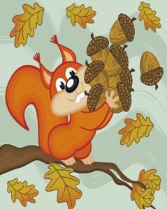 Squirrel Gather Acorns Diamond Paintings