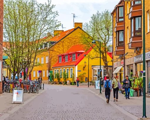 View Of A Street In Central Lund Sweden Diamond Paintings