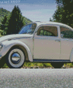 White Volkswagen Bug Diamond Paintings