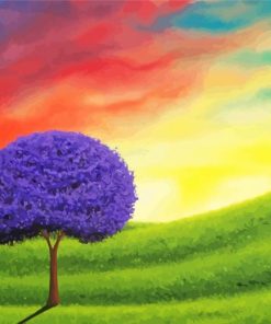 Aesthetic Purple Tree Illustration Diamond Paintings