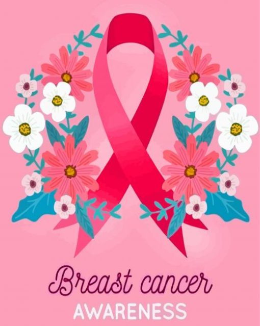 Breast Cancer Awareness Symbol With Crown Flowers Diamond Paintings