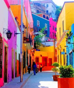 Colorful Streets In Guanajuato Mexico Diamond Paintings