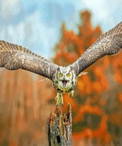 Flying Horned Owl Diamond Paintings