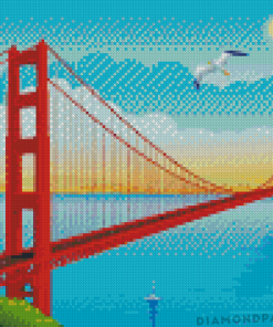 Golden Gate Bridge Across Strait San Francisco Illustration Diamond Paintings