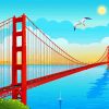 Golden Gate Bridge Across Strait San Francisco Illustration Diamond Paintings