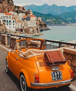 Orange Vintage Car Italy Diamond Paintings