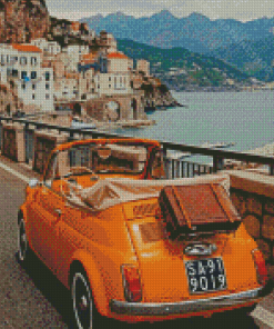 Orange Vintage Car Italy Diamond Paintings