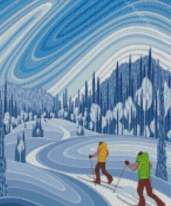 Abstract Nordic Skiing Diamond Paintings