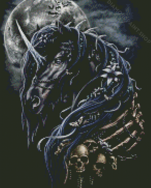Black Evil Demon Unicorn Diamond Paintings