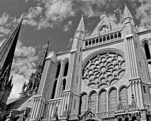 Black And White Chartres Cathedral Diamond Paintings