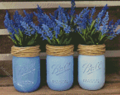 Blue Flowers In Jar Diamond Paintings