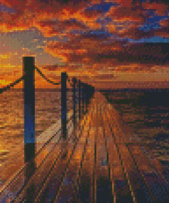 Bridge Over Water Sunset Diamond Paintings