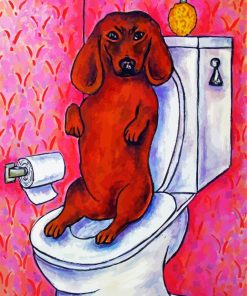 Brown Dog In Toilet Art Diamond Paintings
