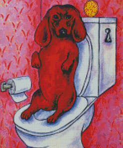 Brown Dog In Toilet Art Diamond Paintings