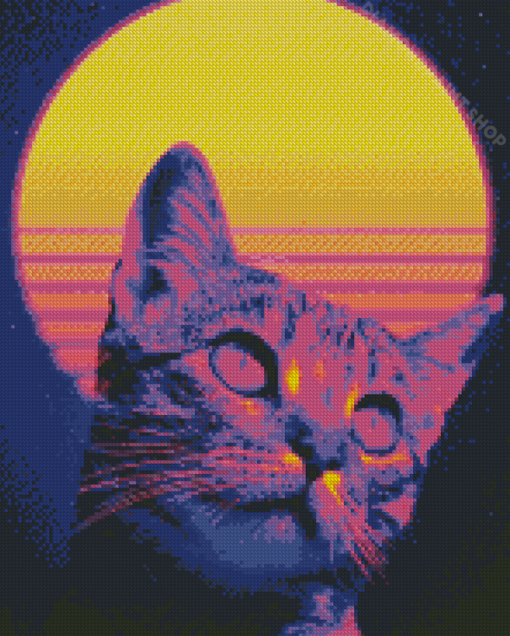 Cute Retro Cat Diamond Paintings