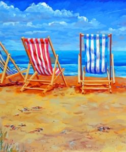 Deck Chairs On The Beach Art Diamond Paintings