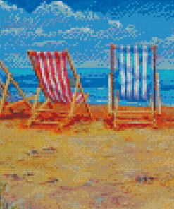 Deck Chairs On The Beach Art Diamond Paintings