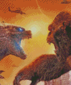 Godzilla And Gorilla Diamond Paintings
