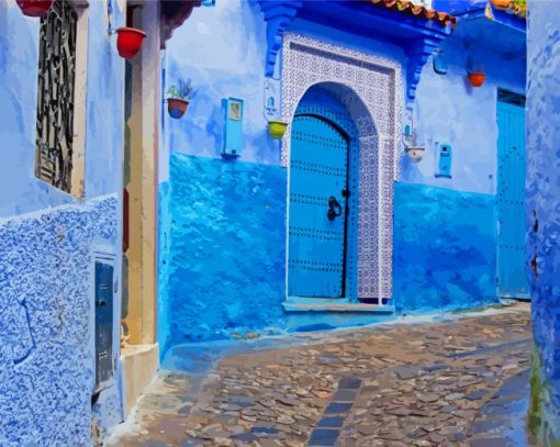 House With Blue Door Morocco Diamond Paintings