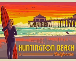 Huntington Beach California Poster Diamond Paintings