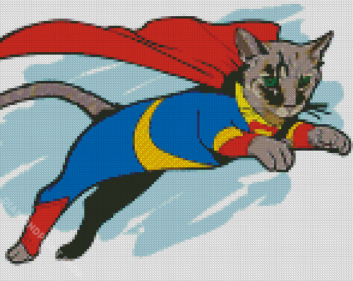 Illustration Superhero Cat Diamond Paintings