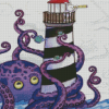 Lighthouse And Purple Octopus Diamond Paintings