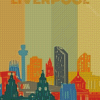 Liverpool Skyline Poster Illustration Diamond Paintings