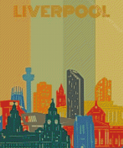 Liverpool Skyline Poster Illustration Diamond Paintings