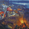 Motorcycle By Lake Diamond Paintings