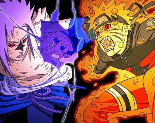 Naruto Vs Sasuke Fight Diamond Painting