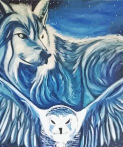 Owl And Wolf Art Diamond Paintings