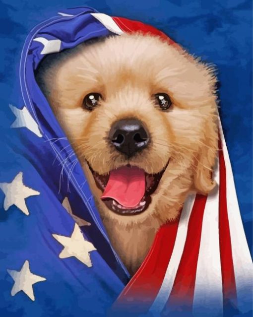 Patriotic Dog Puppy Diamond Paintings
