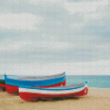 Row Of Wood Boats On Beach Diamond Paintings