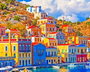 Symi Colorful Buildings Diamond Paintings