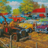 Vintage Old Cars In Yard Diamond Paintings