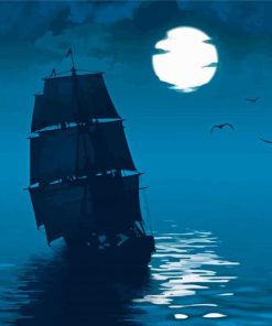 Whydah Ship Silhouette Moonlight Diamond Paintings