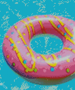 Aesthetic Pink Donut In Pool Diamond Paintings