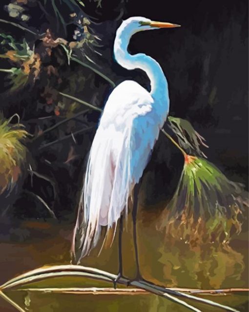 Aesthetic White Heron Bird Diamond Paintings