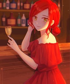 Anime Girl In Red Dress Diamond Paintings