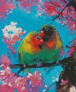 Cute Red Lovebirds Diamond Paintings
