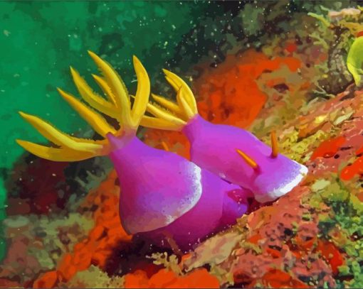 Purple Yellow Sea Slug Diamond Paintings