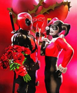 Romantic Harley And Deadpool Diamond Paintings